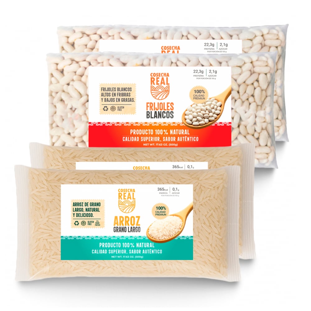 Combo de granos selectos Cosecha Real #14: Arroz de grano largo + Frijoles blancos - Imagen 1