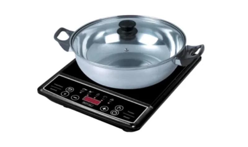 Cocina de inducción + olla con tapa de cristal