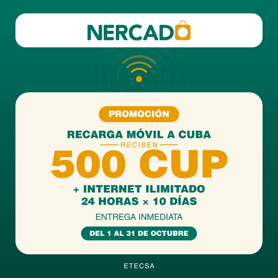 Reciben 500 CUP + Internet ILIMITADO 24 horas x 10 días