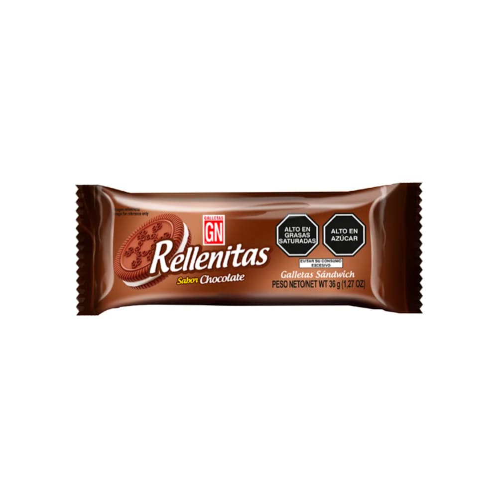 Galletas de chocolate con crema sabor vainilla Rellenitas GN (36 g / 1.27 oz) - Imagen 1
