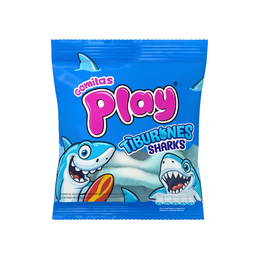 Gomas de Gelatina sabores surtidos a frambuesa y fresa Play (55 g / 1.94 oz) - Imagen 1