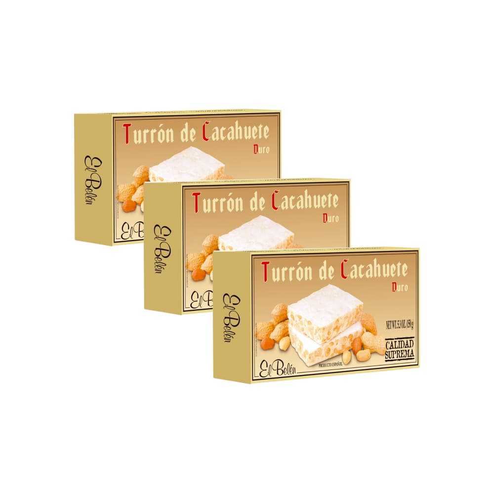 Turrón de Cacahuete El Belén (3 x 150 g / 5.3 oz) - Imagen 1