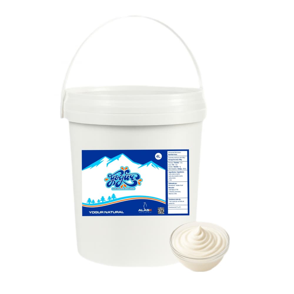 Yogurt probiótico de coágulo sabor natural Alask (4 L) - Imagen 1