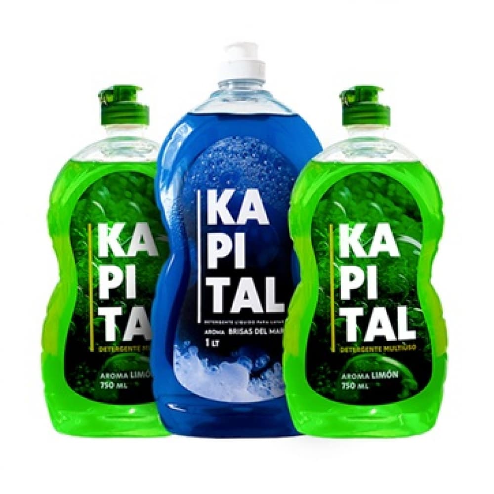 Combo: Detergente líquido Kapital Multiuso (750ml)2U + Detergente líquido Kapital Lavar (1lt) 1U - Imagen 1