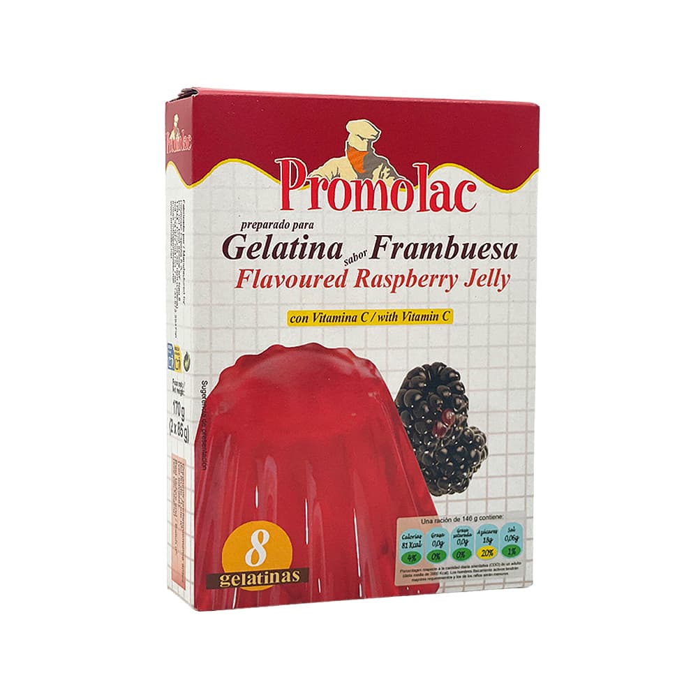 Gelatina de frambuesa Promolac (170 g / 5.99 oz) - Imagen 1