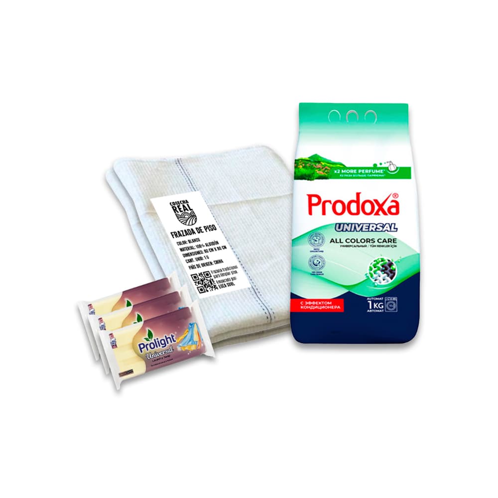 Combo de limpieza: Frazada de piso + Detergente en polvo Prodoxa + Jabón de lavar con enzimas Prolight - Imagen 1