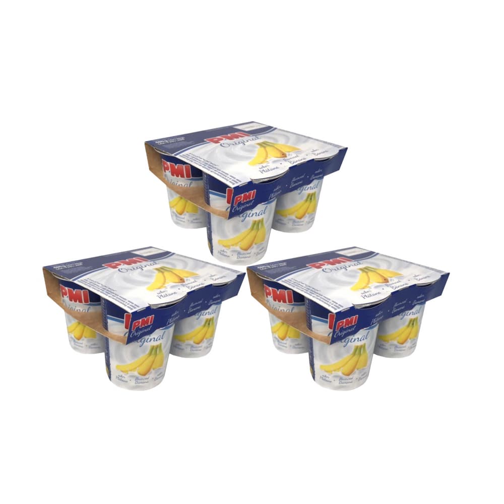 Yogurt sabor plátano Original PMI (12 x 120 g / 4.23 oz) - Imagen 1