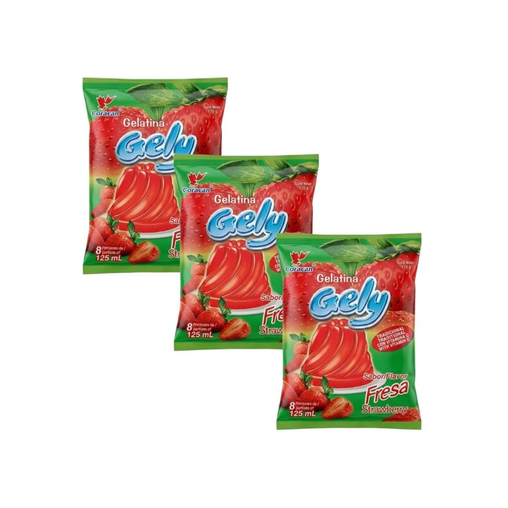 Gelatina sabor fresa Gely (3 x 170 g / 6 oz) - Imagen 1