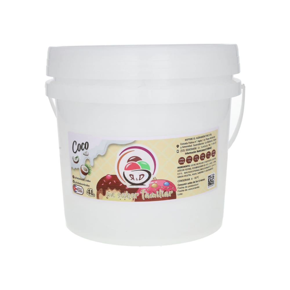 Helado sabor coco R&D (4 L) - Imagen 1