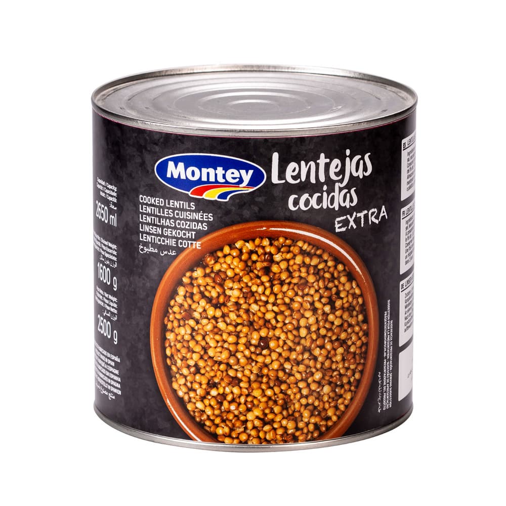 Lentejas cocidas Montey (2.5 Kg / 5.5 lb) - Imagen 1