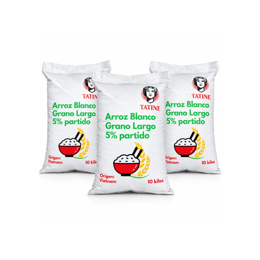 Arroz de grano largo 5% de grano partido Tatine (3 x 10 kg / 22 lb) - Imagen 1