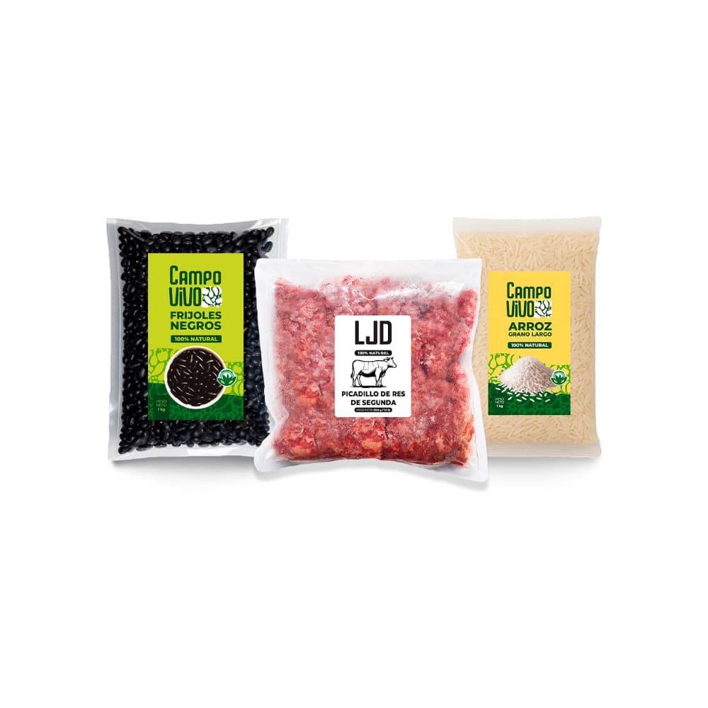 Combo Campo Vivo: Picadillo de res de segunda + Frijoles negros + Arroz de grano largo - Imagen 1
