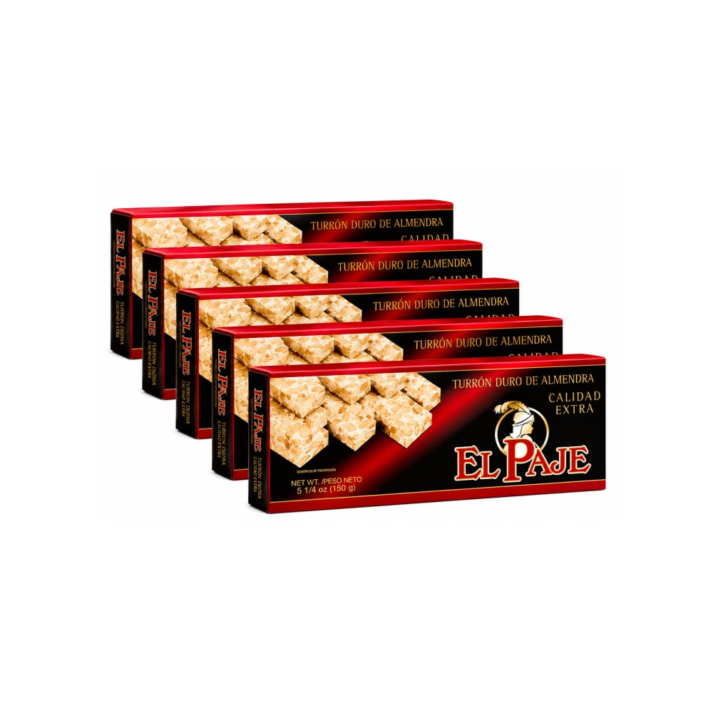 Turrón duro de almendra calidad extra El Paje (5 x 150 g / 5.25 oz) - Imagen 1