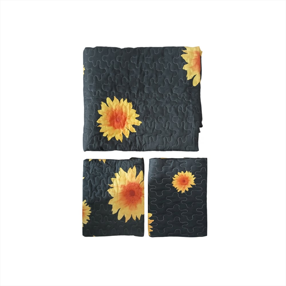 Edredón 178 cm x 217 cm con 2 fundas simples negro floreado Thaba - Imagen 1