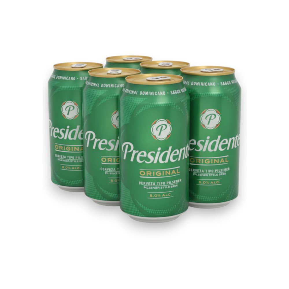 Cerveza de lata Presidente (6 x 355 ml / 12 oz) - Imagen 1