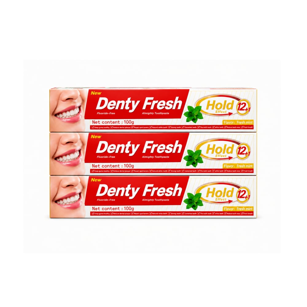 Pasta dental mentolada Denty Fresh (3 x 100 g / 3.5 oz) - Imagen 1