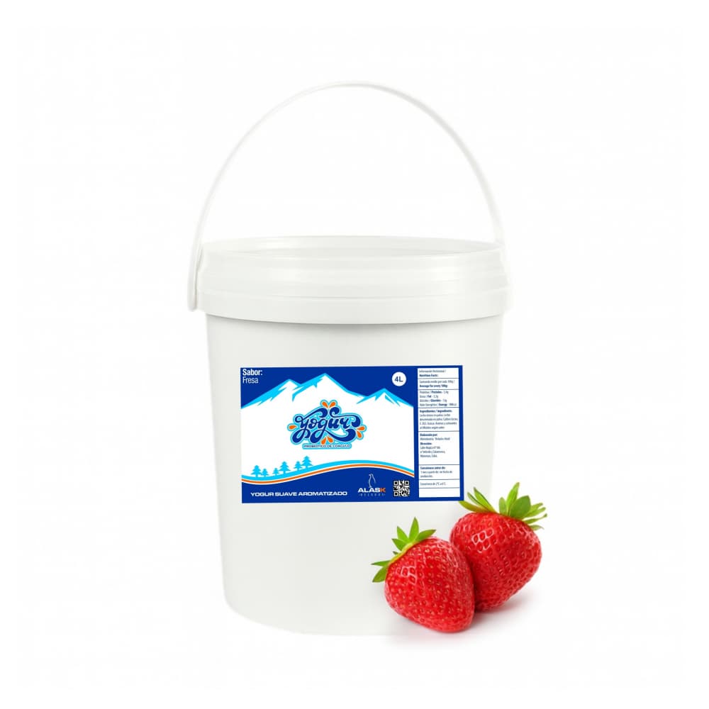 Yogurt probiótico de coágulo sabor fresa Alask (4 L) - Imagen 1