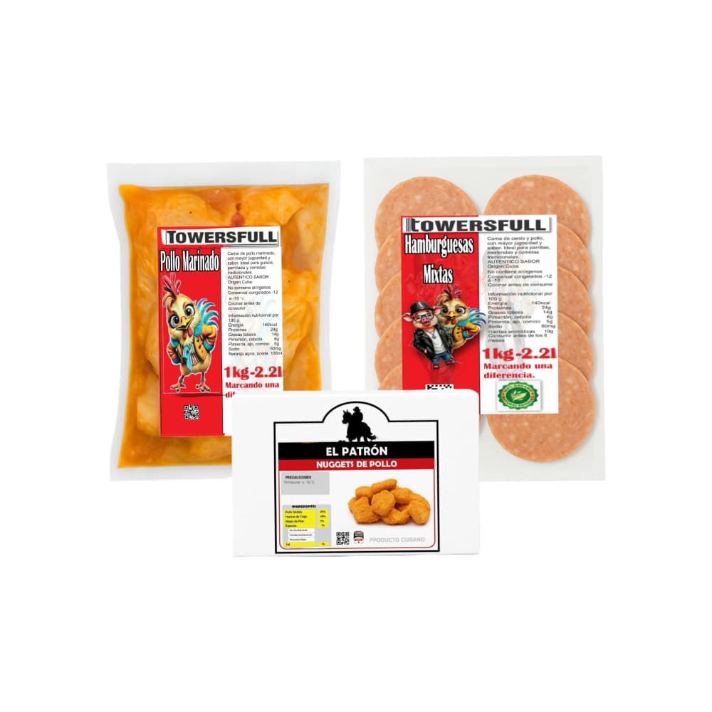 Pollo Marinado + Hamburguesas mixtas de cerdo y pollo + Nuggets de pollo - Imagen 1