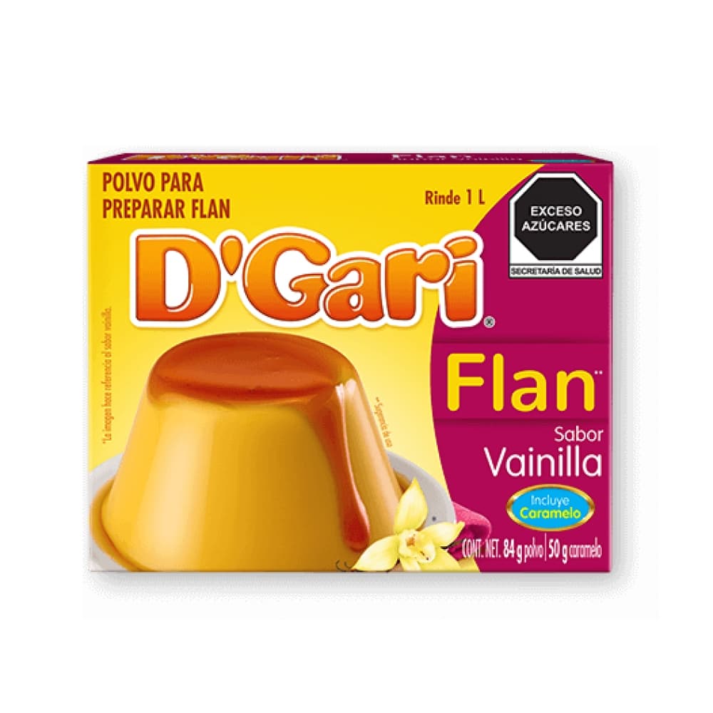 Polvo para preparar flan sabor vainilla D'Gari (134 g / 4.7 oz) - Imagen 1