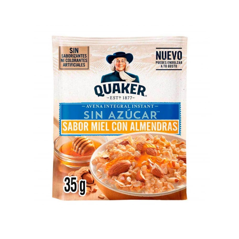 Cereal de avena integral sabor miel con almendras Quaker (35 g / 1.23 oz) - Imagen 1