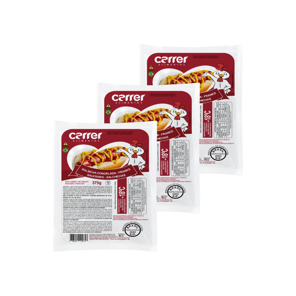 Salchichas de pollo Carrer (3 x 375 g / 13.22 oz) - Imagen 1