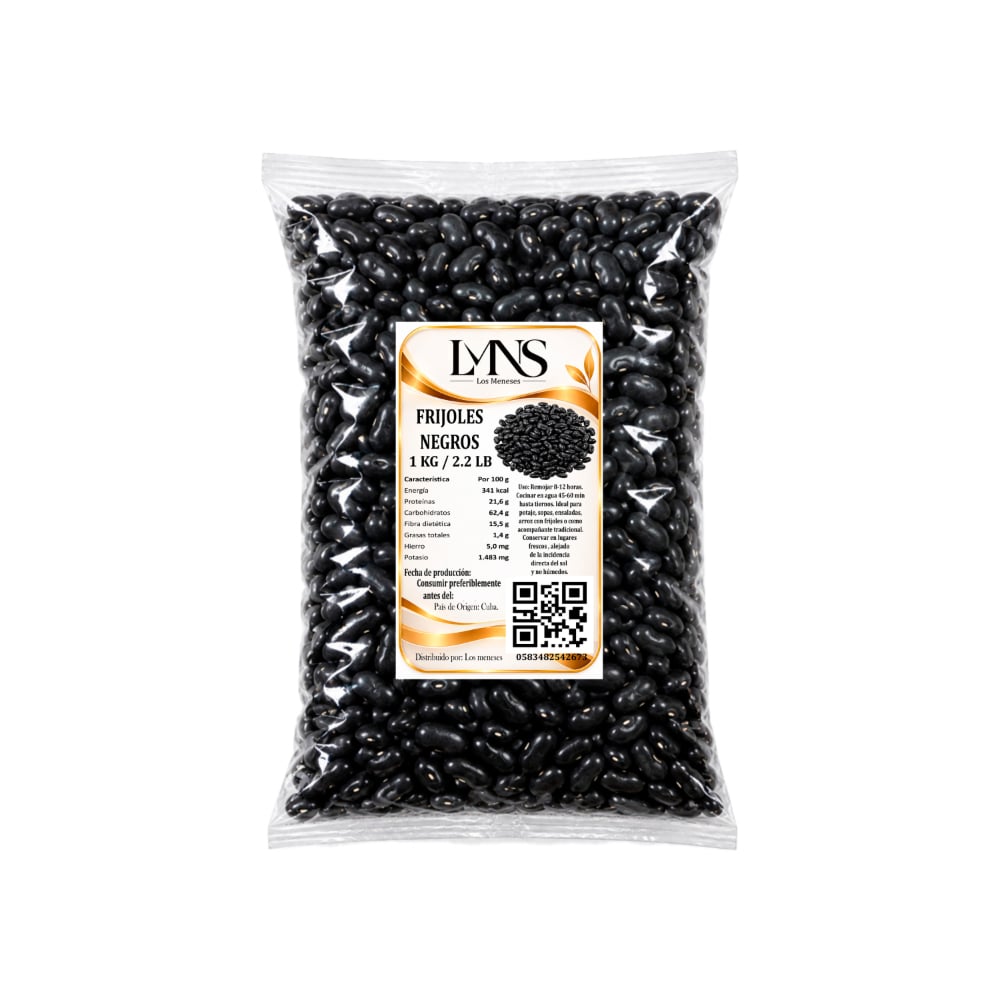 Frijoles negros Los Meneses (1 kg / 2.2 lb) - Imagen 1