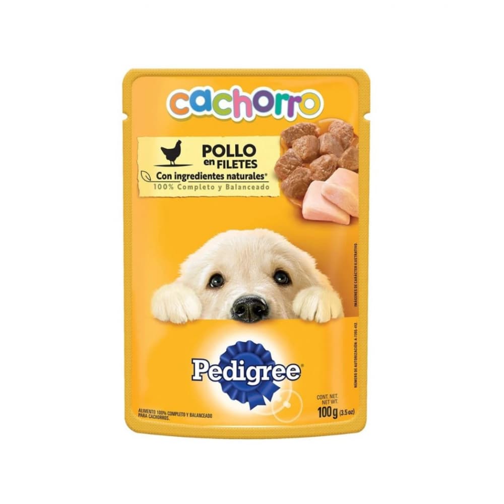 Comida para perros cachorros sabor pollo en filete Pedigree (100 g / 3.5 oz) - Imagen 1