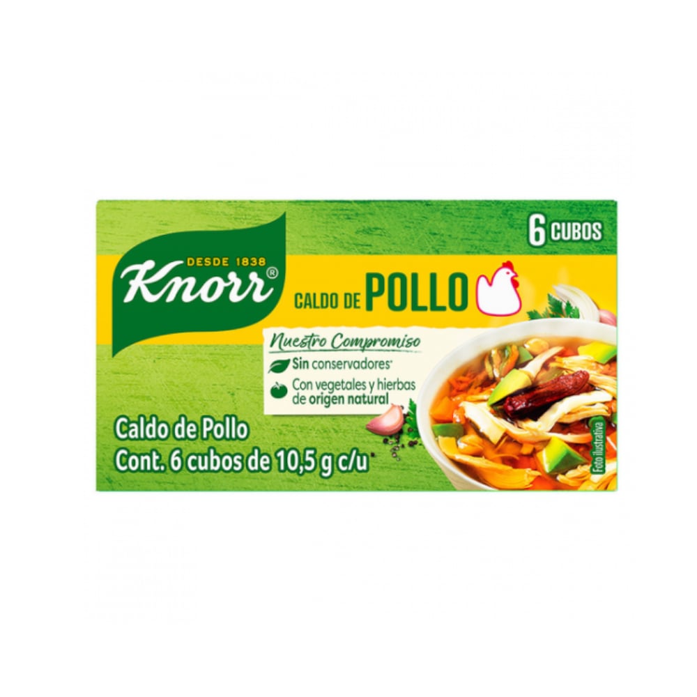 Cubos de caldo de pollo con vegetales y hierbas Knorr (6 x 10.5 g) - Imagen 1