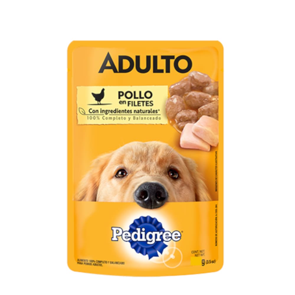 Comida para perros adultos pollo en filetes Pedigree (100 g / 3.52 oz) - Imagen 1