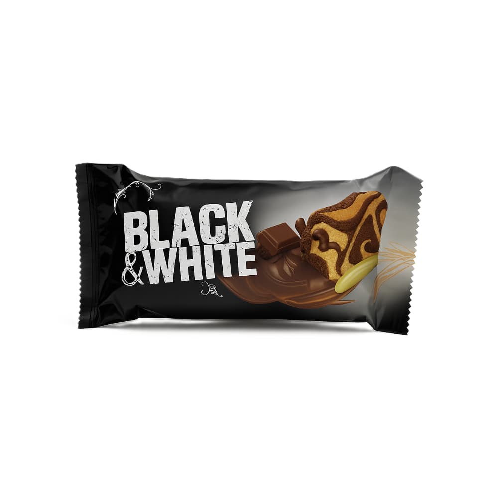 Pastel cubierto de cacao con relleno de chocolate con leche Black & White (40 g / 1.41 oz) - Imagen 1