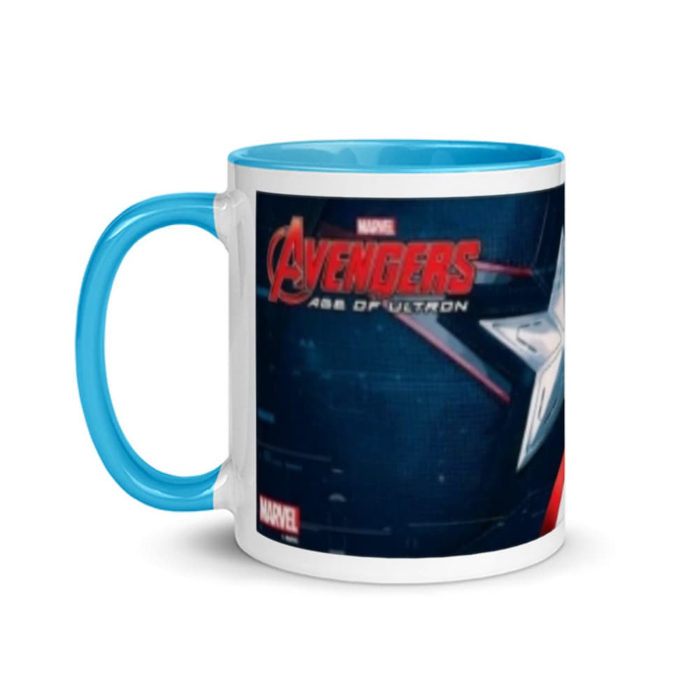 Jarra blanca y azul de cerámica con diseño impreso tema Avengers - Imagen 1