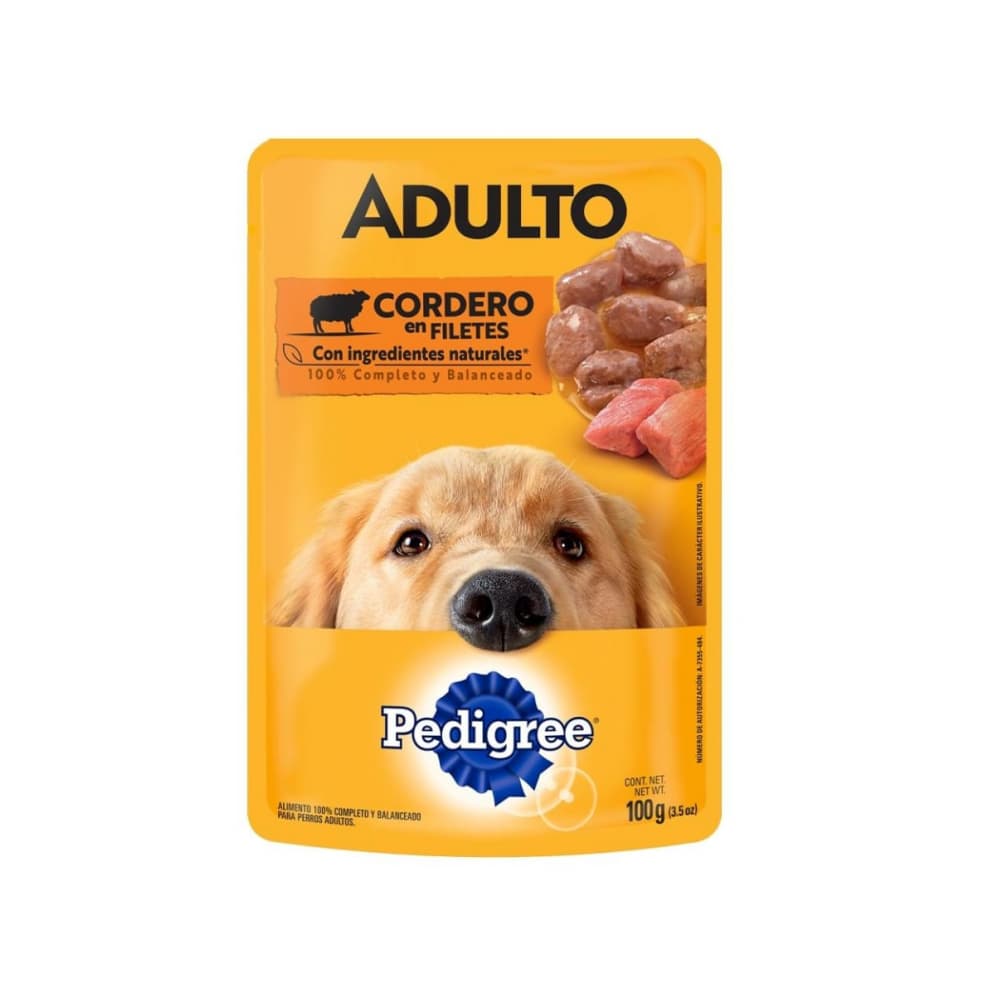 Alimento cordero en filetes para perro adulto Pedigree (100 g / 3.52 oz) - Imagen 1