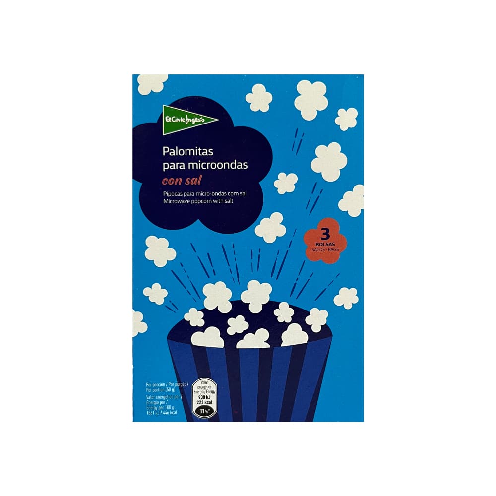 Palomitas para microondas con sal El Corte Inglés (300 g / 10.58 oz) - Imagen 1