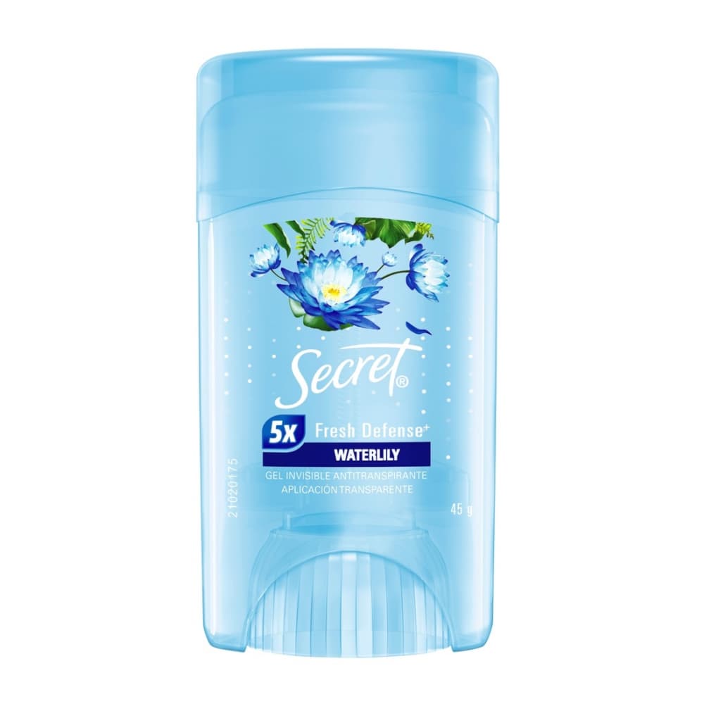Desodorante en gel invisible antitranspirante para mujer Fresh Defense Waterlily Secret (45 g / 1.59 oz) - Imagen 1