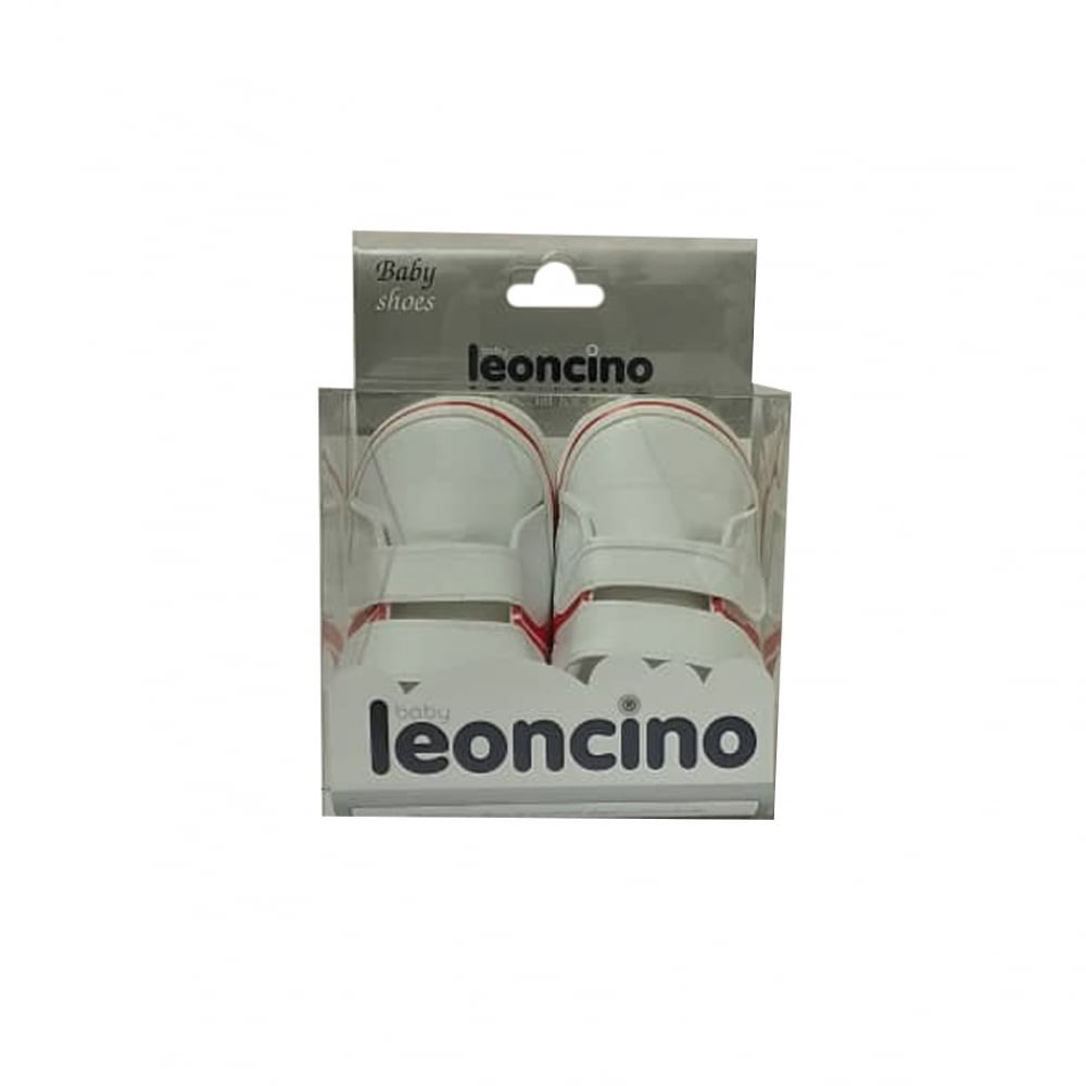 Zapatillas blancas con rayas rojas para bebé Baby Leoncino (Talla 19) - Imagen 1