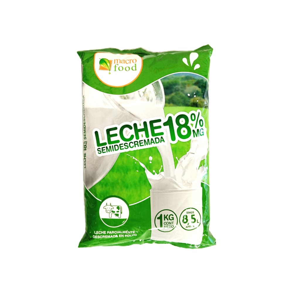 Leche semidescremada 18 % Macro Food (1 kg / 2.2 lb) - Imagen 1