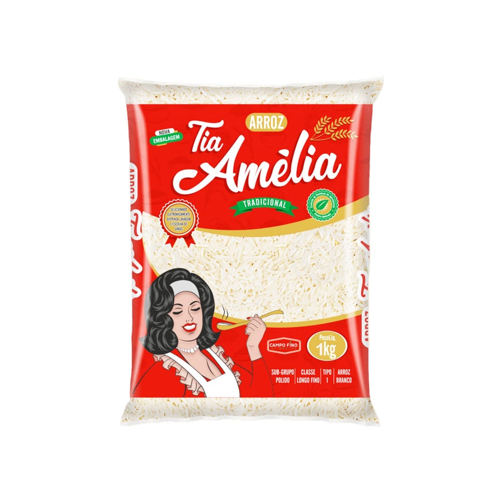 Arroz blanco de grano largo fino Tia Amélia (1 kg / 2.2 lb) - Imagen 1