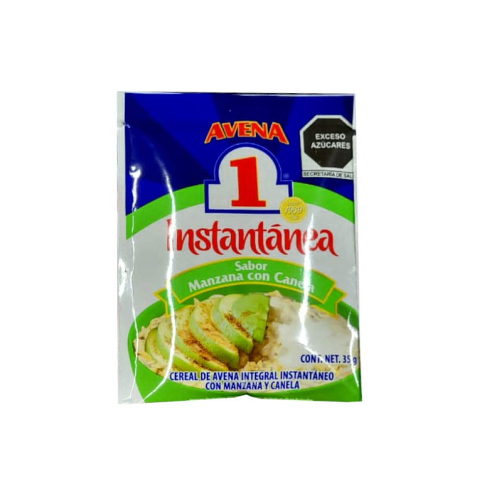 Cereal de avena integral instantáneo con manzana y canela Avena 1 (35 g / 1.23 oz) - Imagen 1