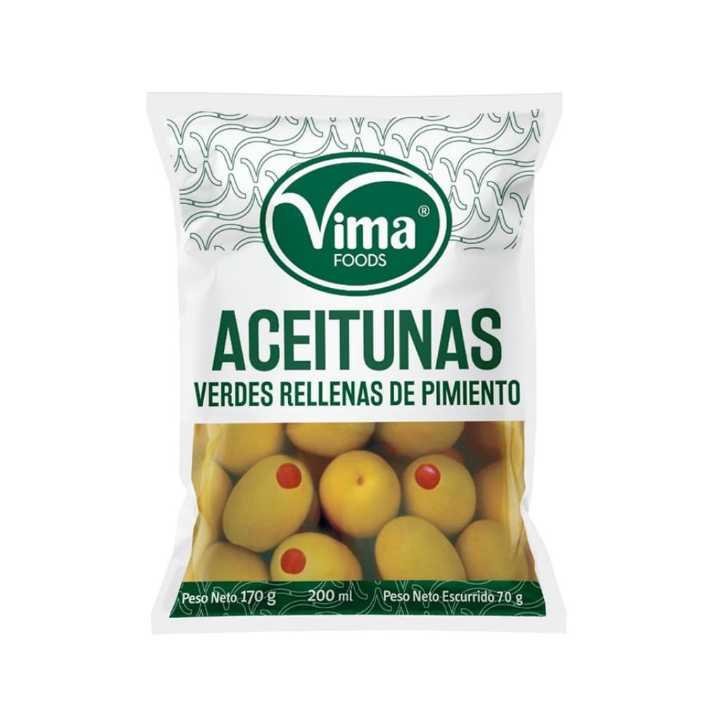 Aceitunas verdes rellenas de pimiento Vima Foods (170 g / 5.99 oz) - Imagen 1