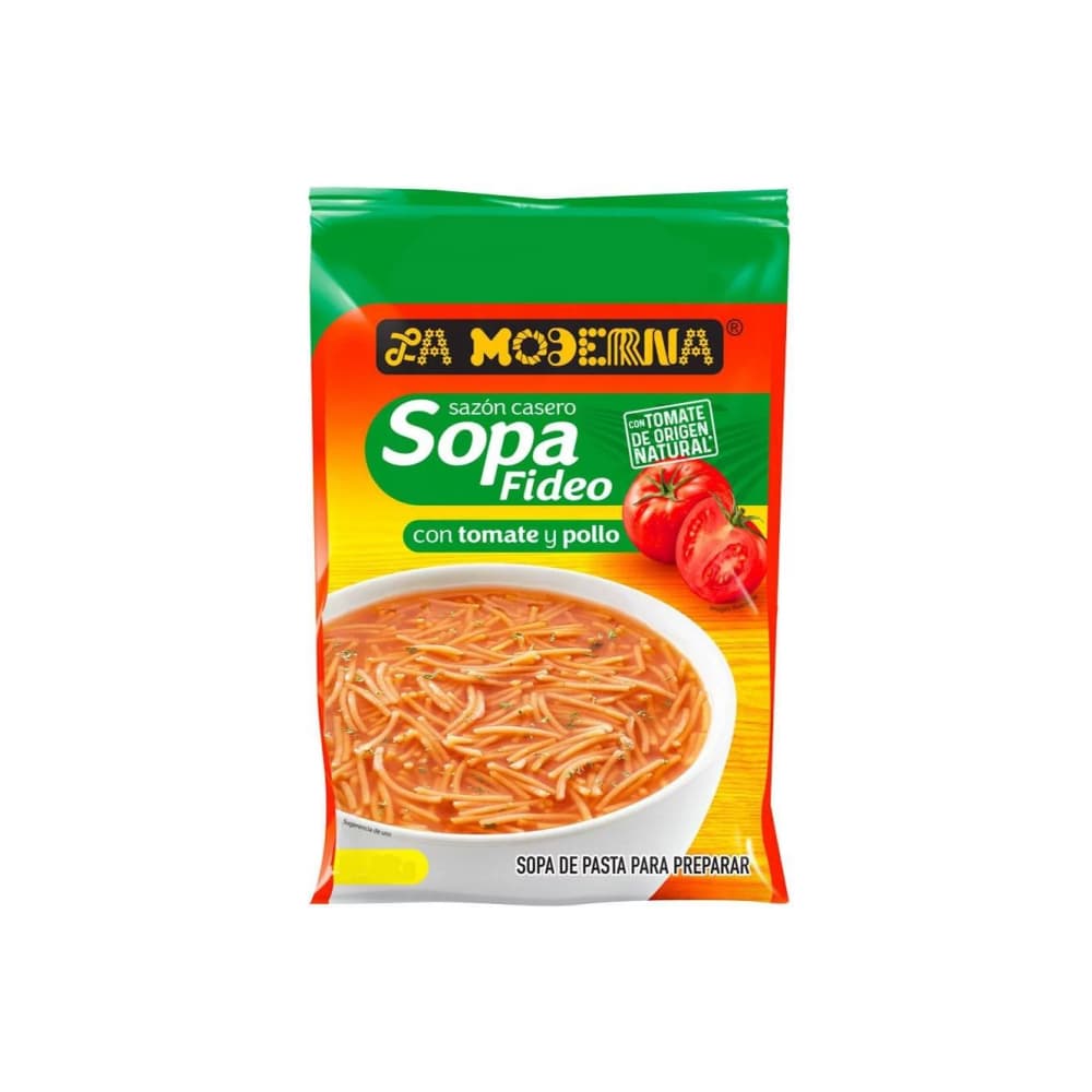 Sopa fideos con tomate y pollo La Moderna (100 g / 3.53 oz) - Imagen 1
