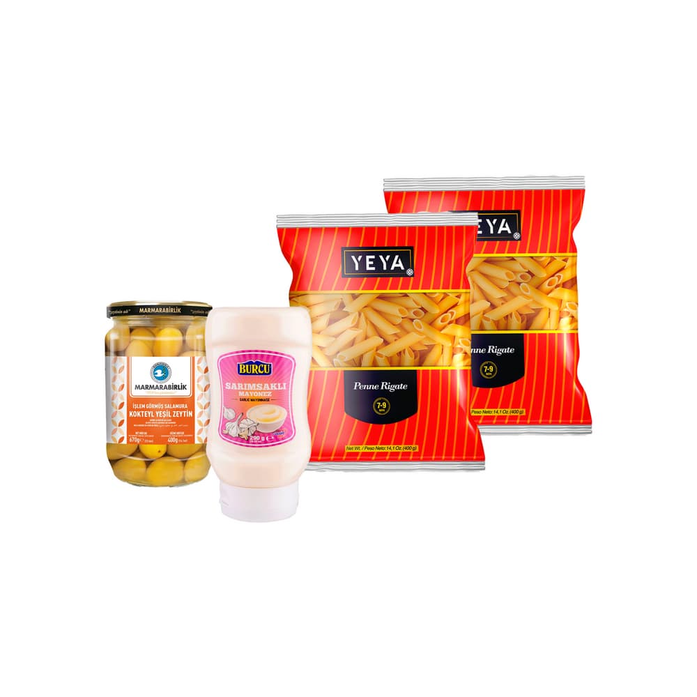 Pasta penne + Aceitunas verdes enteras + Mayonesa de ajo - Imagen 1