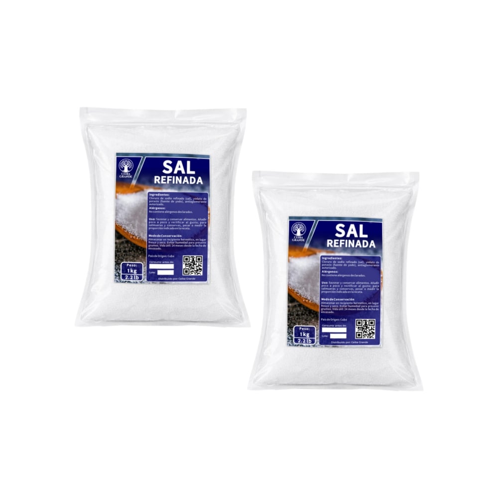 Sal refinada Ceiba Grande (2 x 1 kg / 2.2 lb) - Imagen 1
