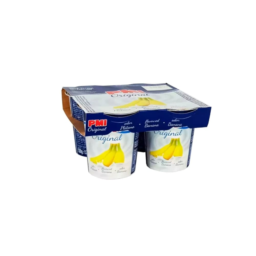 Yogurt sabor plátano Original PMI (4 x 120 g / 4.23 oz) - Imagen 1