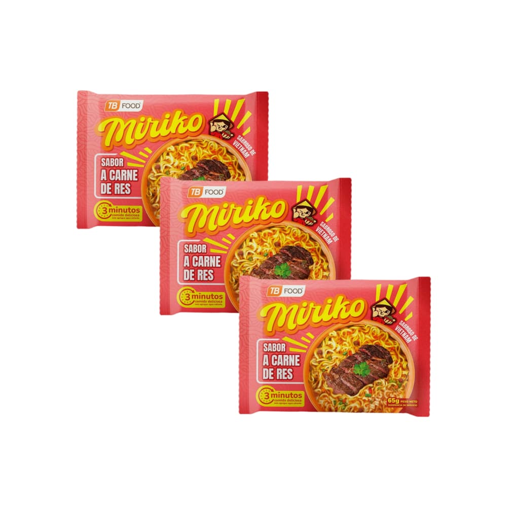 Sopa instantánea de fideos sabor a carne de res Miriko (65 g x 3) - Imagen 1