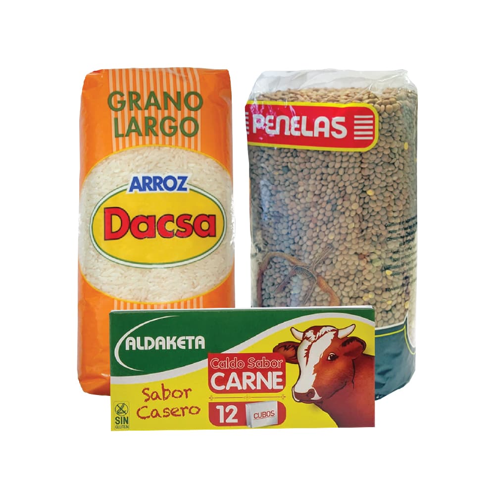 Arroz largo + Lenteja pardina + Caldo sabor carne - Imagen 1