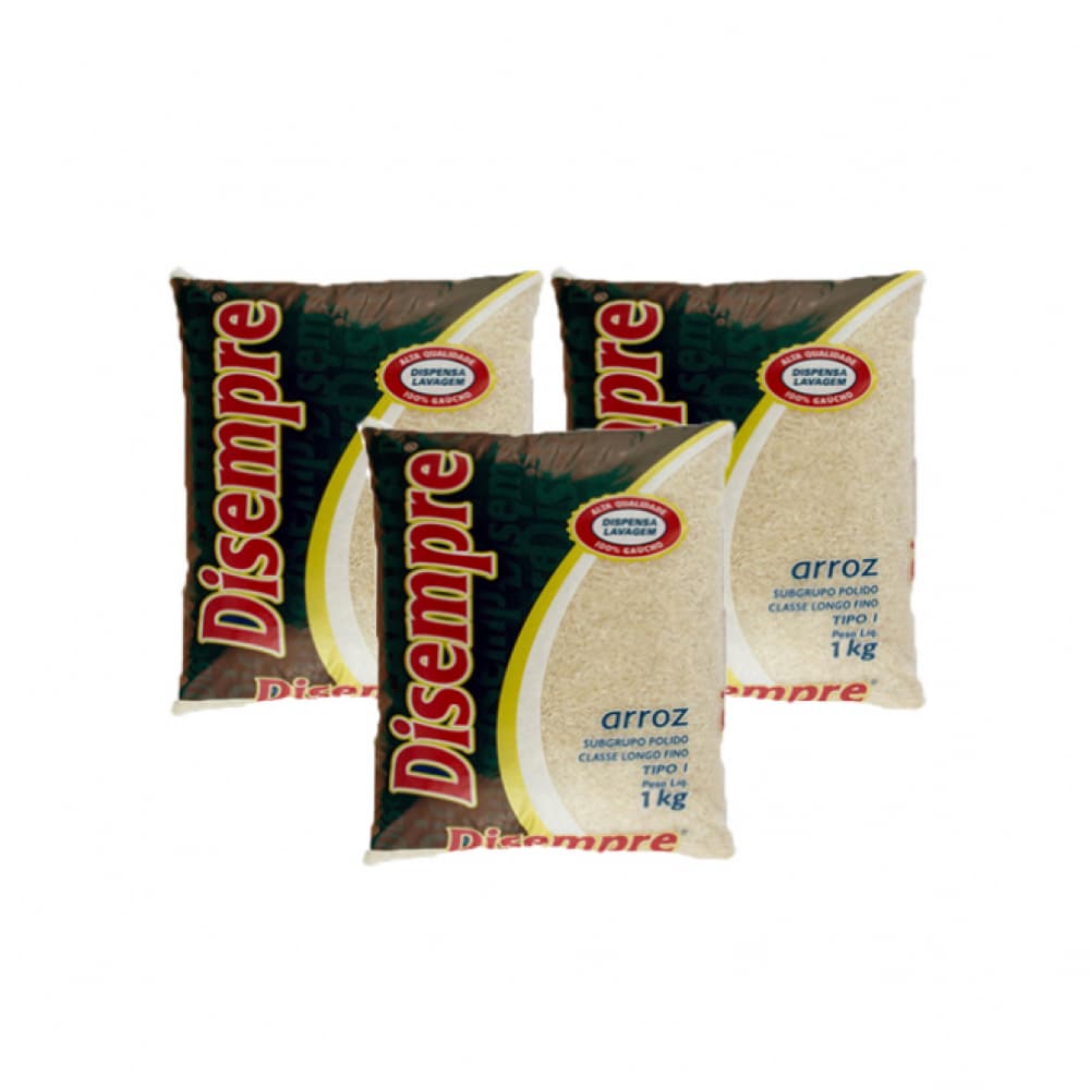 Arroz grano largo Disempre (3 x 1 kg / 2.2 lb) - Imagen 1