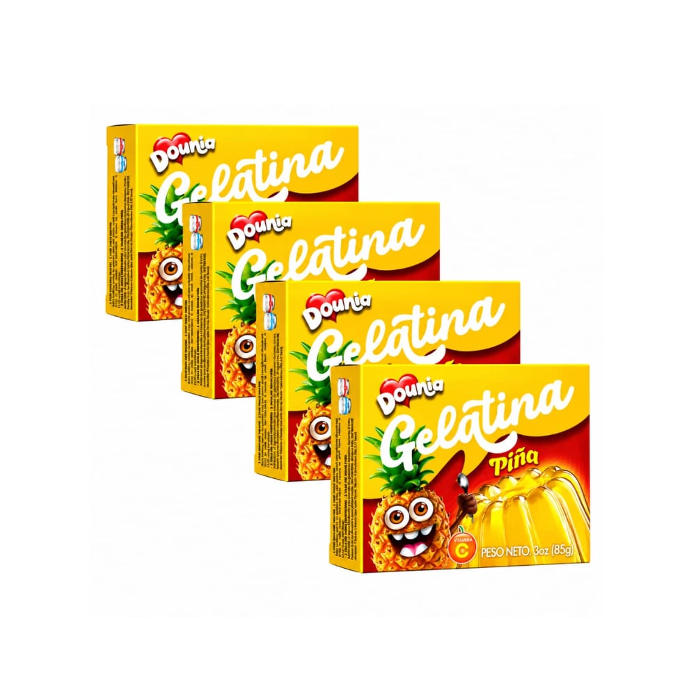 Gelatina con sabor piña Dounia (4 x 85 g / 3 oz) - Imagen 1