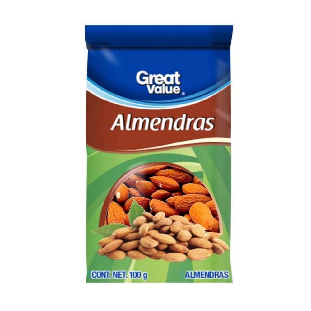 Almendras Great Value (100 g / 3.5 oz) - Imagen 1