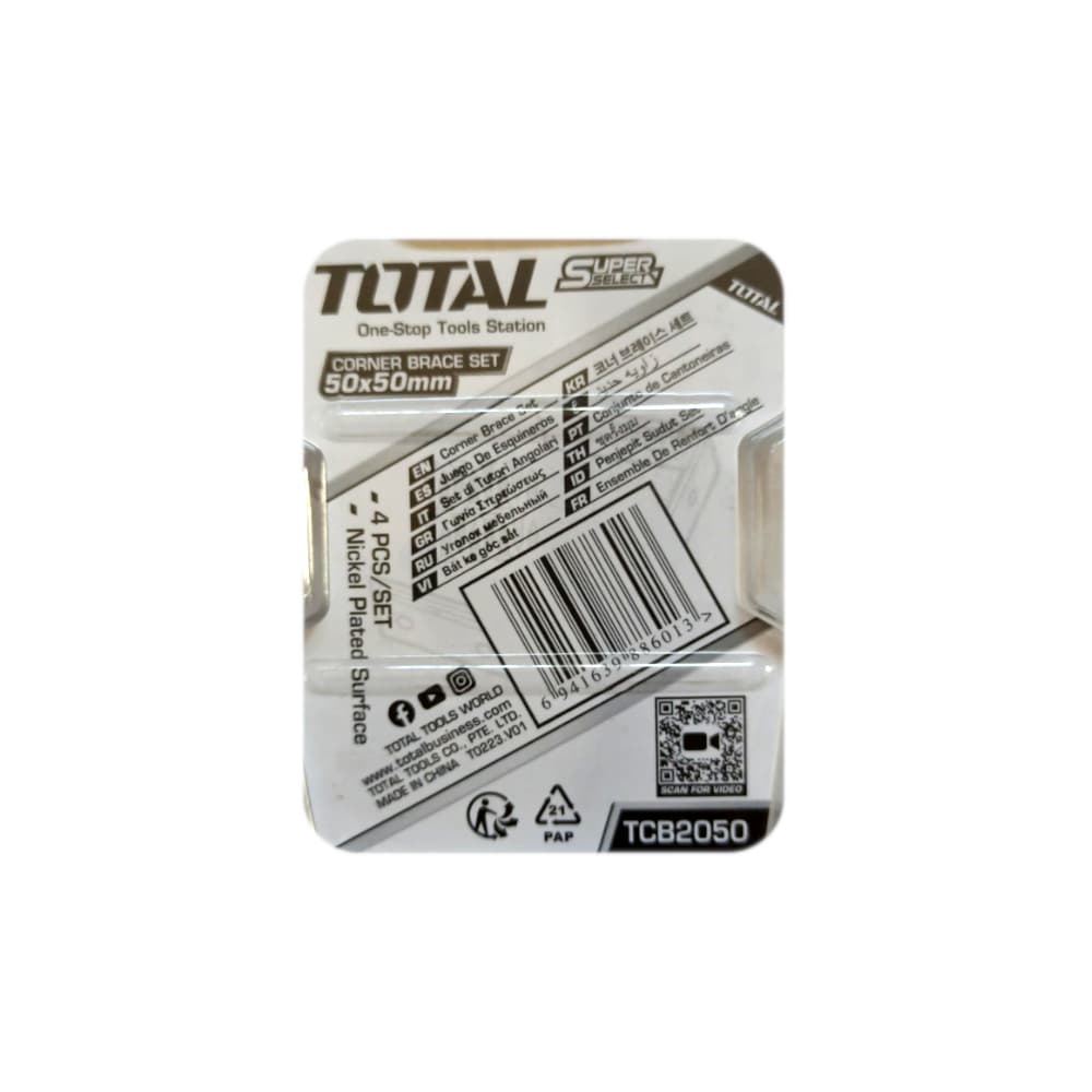Escuadras de esquina de 50 mm x 50 mm Total Tools TCB2050 (4 U) - Imagen 1