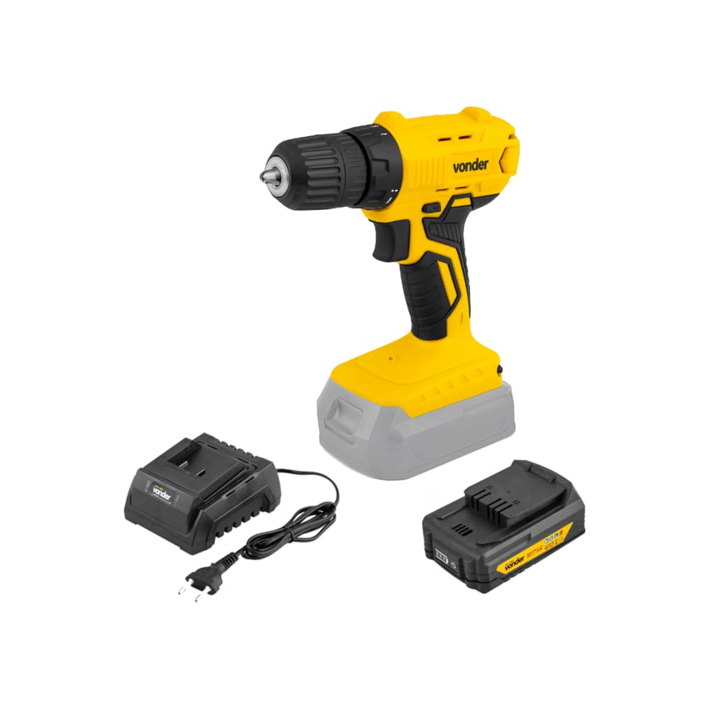 Taladro atornillador inalámbrico de 3/8'' de 18 V IPFV1851 + Batería IBV1802 de 18 V + Cargador de baterías 18 V carga convencional ICBV 1805 Vonder - Imagen 1